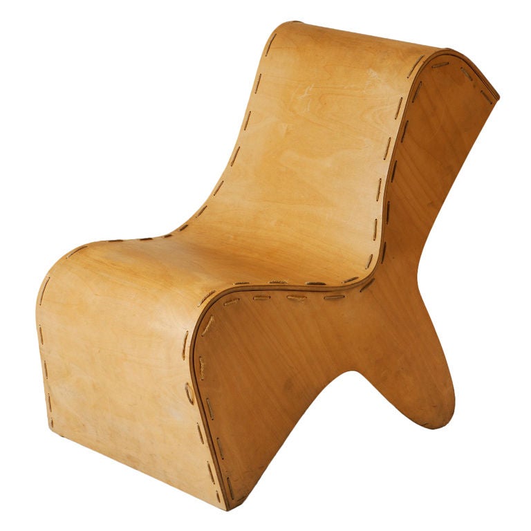 Sculptural French plywood chair