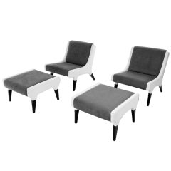 Pair of lounge chairs and ottomans by Gio Ponti