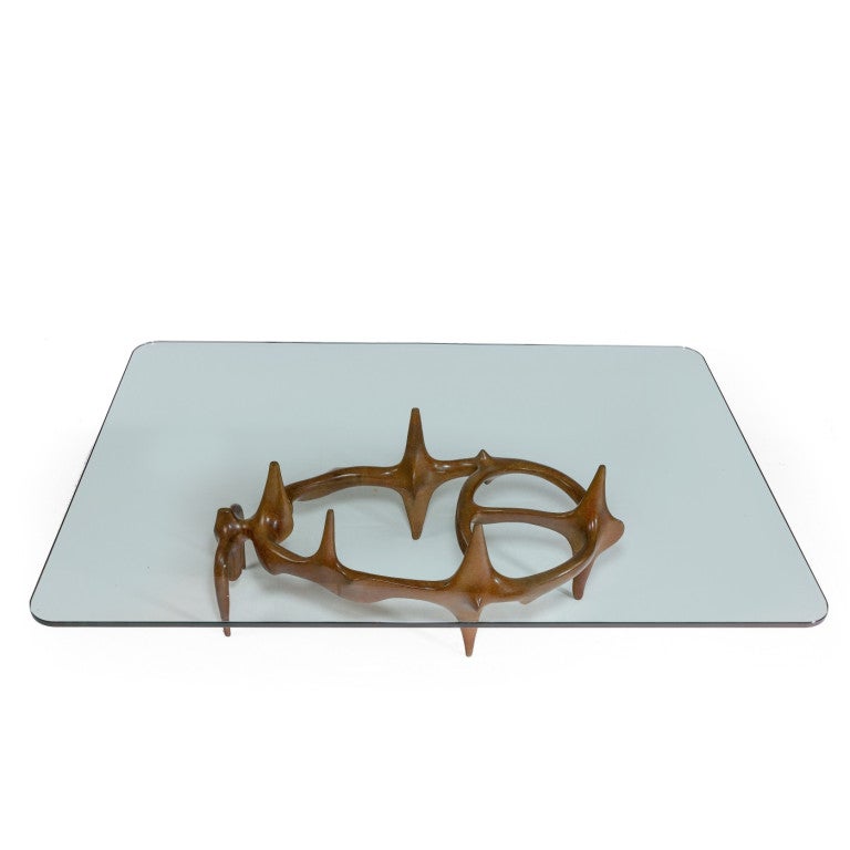 French Exceptional Bronze Coffee Table By Victor Roman For Sale