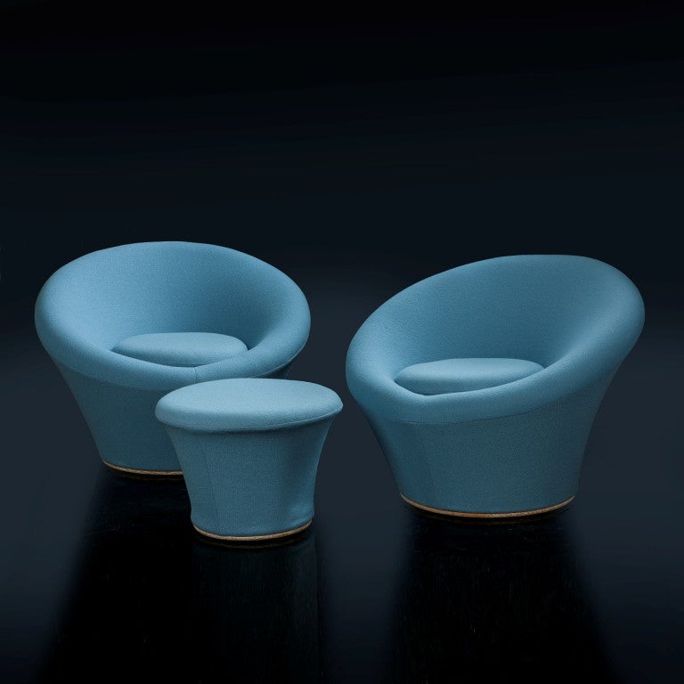 Pair of Mushroom chairs and ottoman by Pierre Paulin.