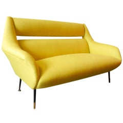 Italian Sofa with Lacquered Metal Legs