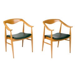 Pair of  Hans Wegner beech armchairs