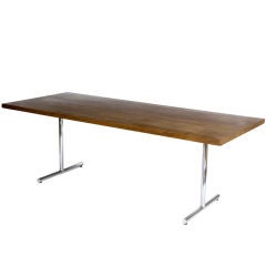 Retro Cherry Wood and Crome Dining Table
