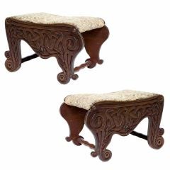 Pair of Rare Celtic Revival Stools