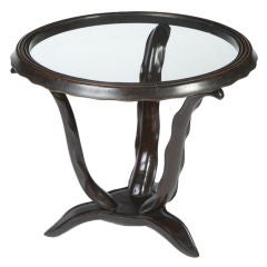 Glass and ebonised Beech Table