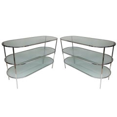 Pair Nickelled Console Tables