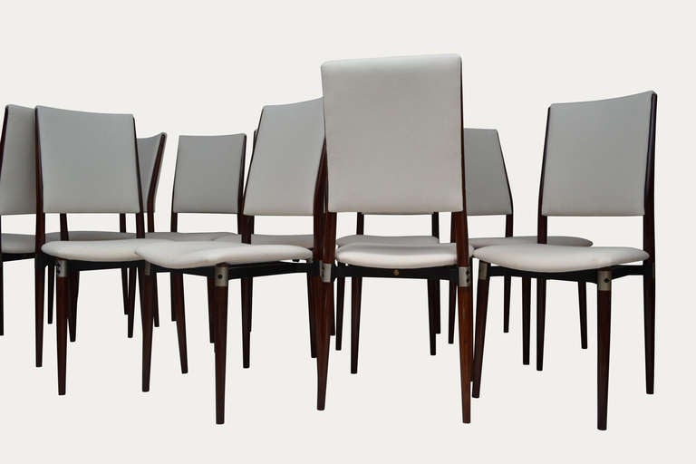 Italian Set of Ten Eugenio Gerli Dining Chairs