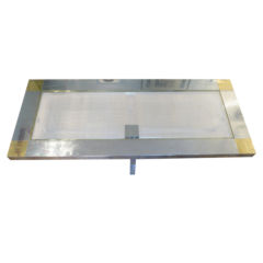 Steel, brass And Perspex Occasional Table