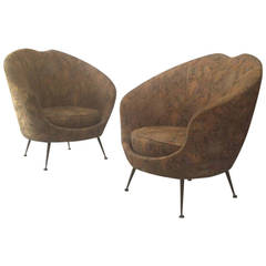 Pair of Curved Italian Armchairs