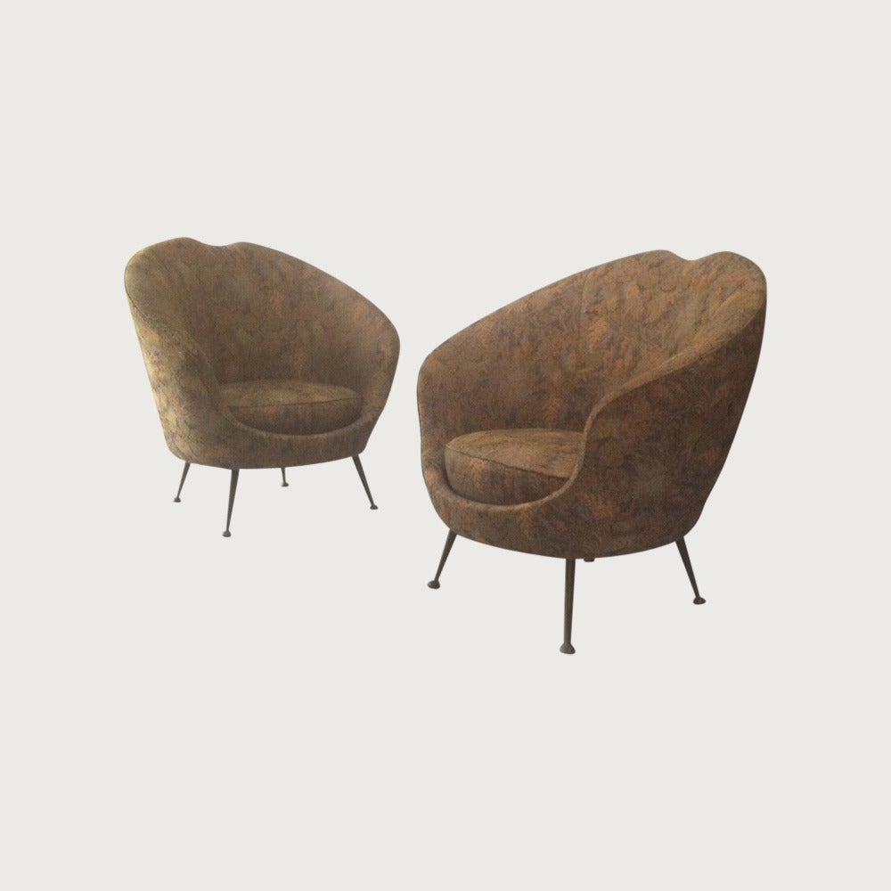 Mid-20th Century Pair of Curved Italian Armchairs