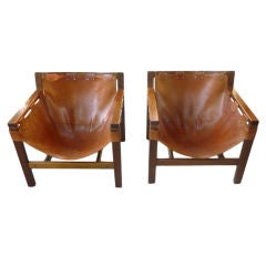 pair leather safari chairs