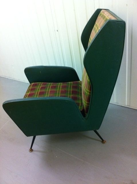 Italian italian wing back armchairs c.1950