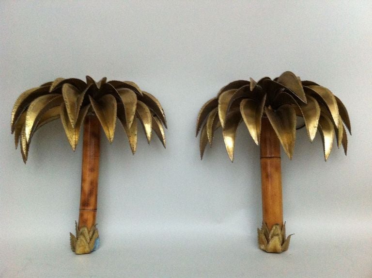 Pair palm tree wall appliqués