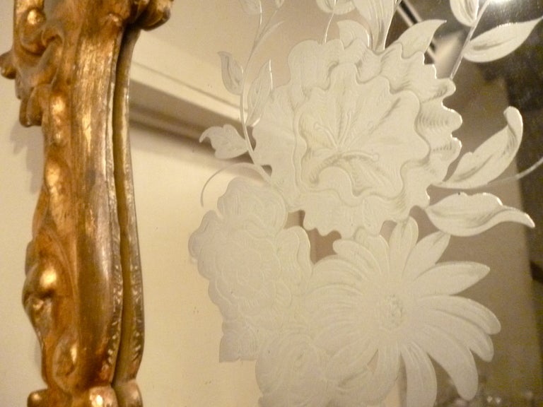 Pair of Shield Shaped Venetian Giltwood Mirrors