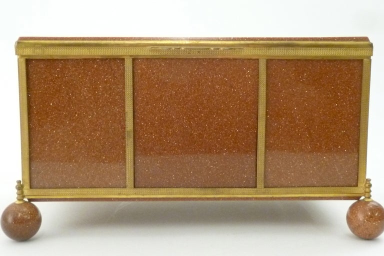 Unusually Large and Extremely Decorative Gold Stone Glass Casket