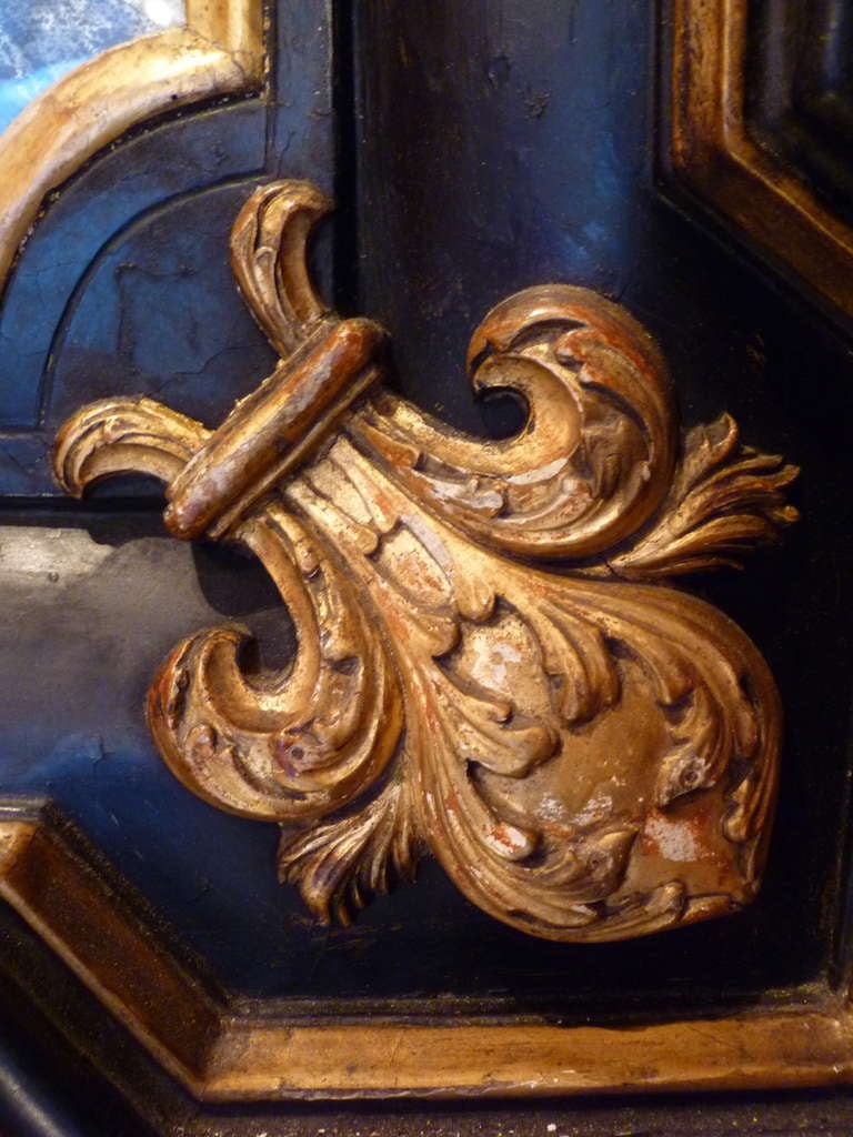 Imposing Italian Baroque Style Mirror with Fleur de Lys Corner Mounts Circa 1850