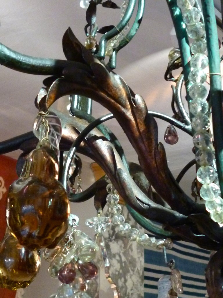 Highly Decorative Wrought Iron Crystal Drop Chandelier 2