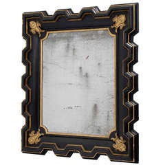 Imposing Italian Baroque Style Mirror with Fleur de Lys Corner Mounts Circa 1850