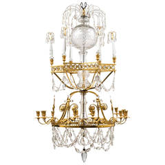 Magnificent Russian Gilt Bronze and Crystal Chandelier, circa 1800