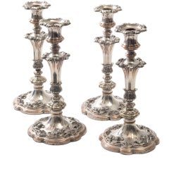 Set of 4 George II Style Sheffield Plate Candlesticks