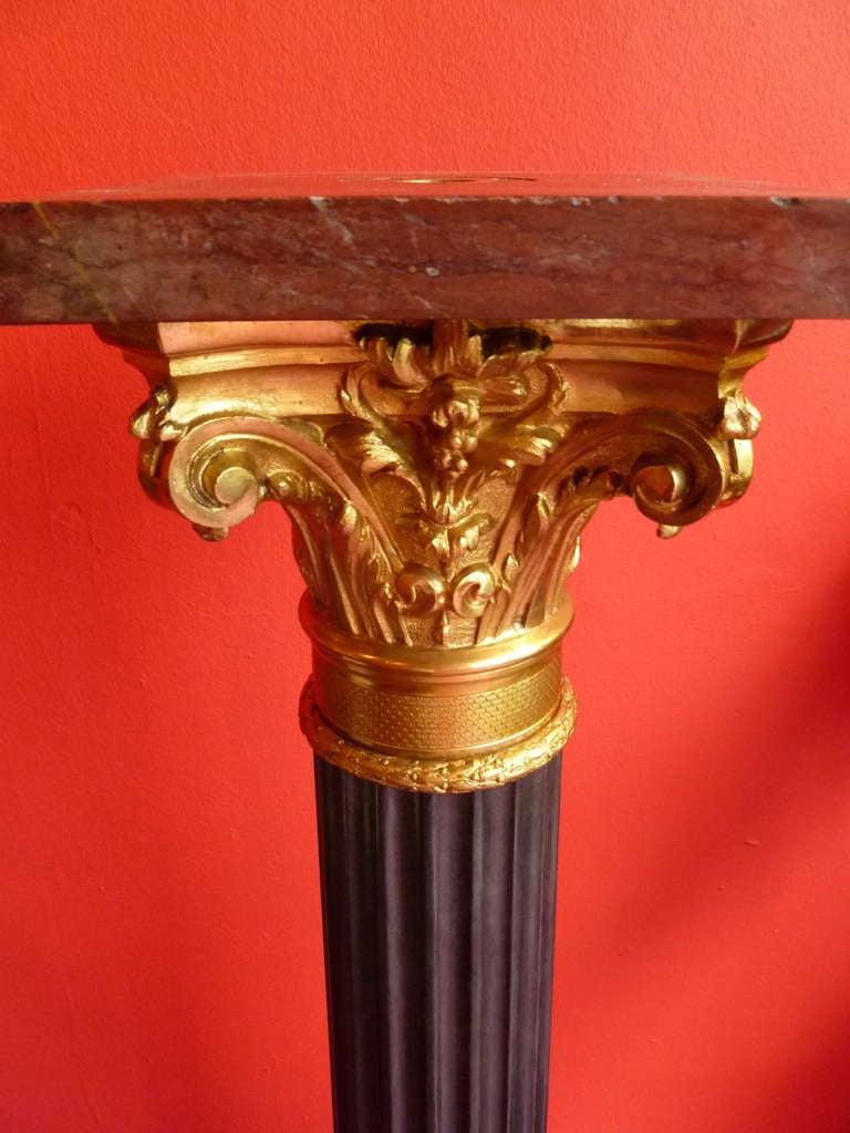 Pair of French Bronze and Ormolu Corinthian Column Pedestals circa 1900 In Good Condition In London, GB