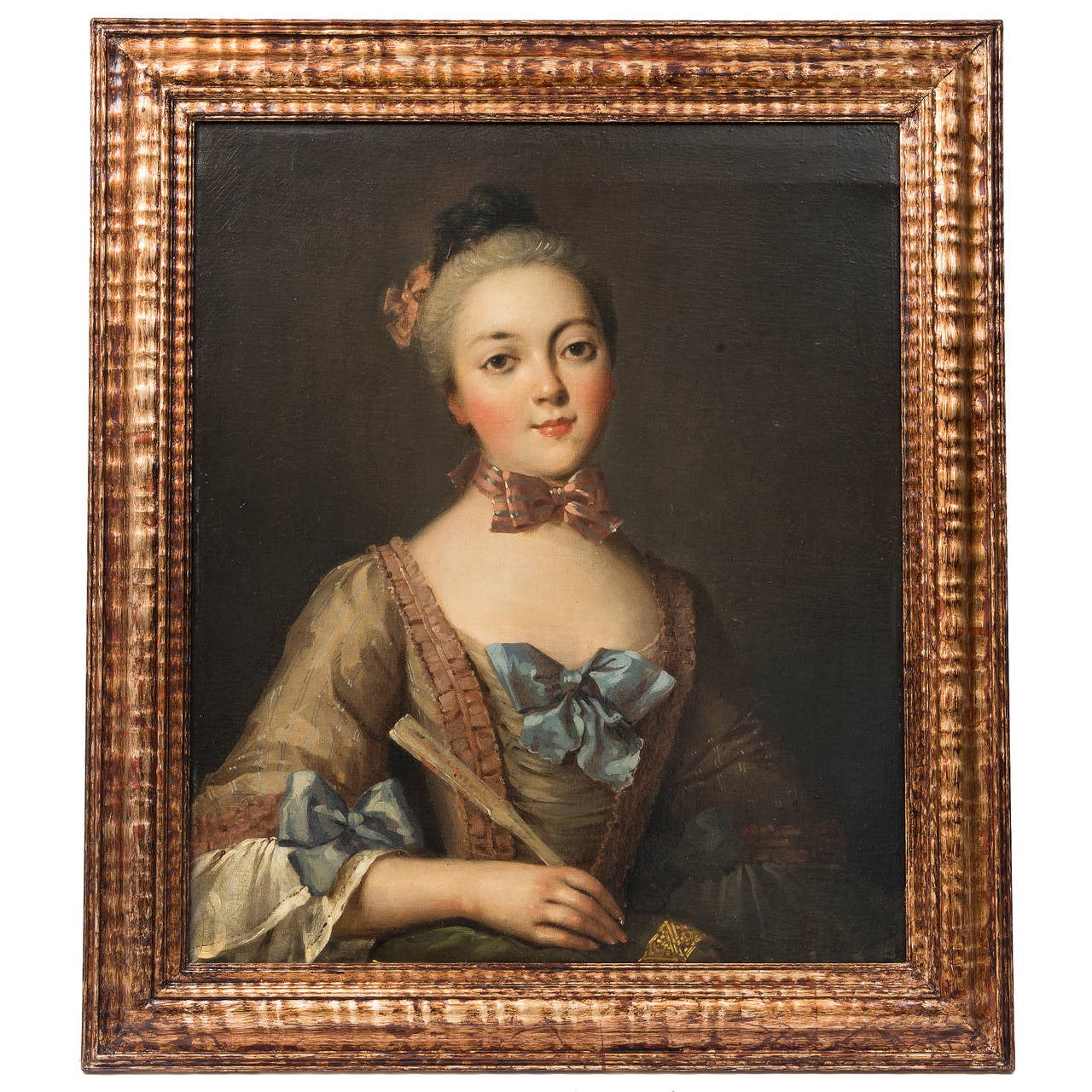 French 18th Century Portrait of a Young Noblewoman, Oil on Canvas