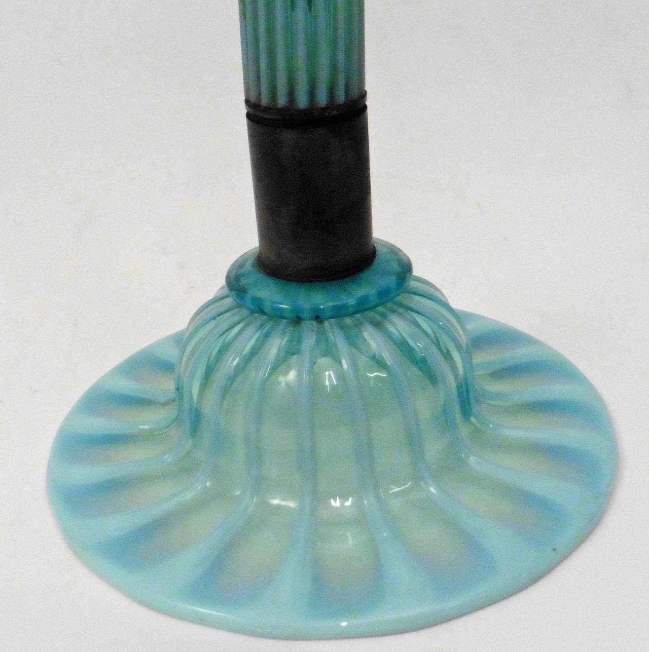 Large English Victorian Opalescent Glass Lily Vase, circa 1880