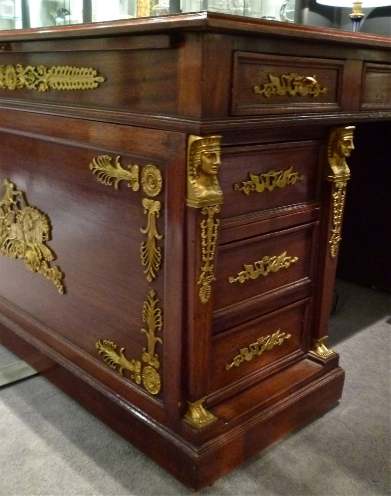Large 19thC French Empire Style Mahogany Partners Desk 3