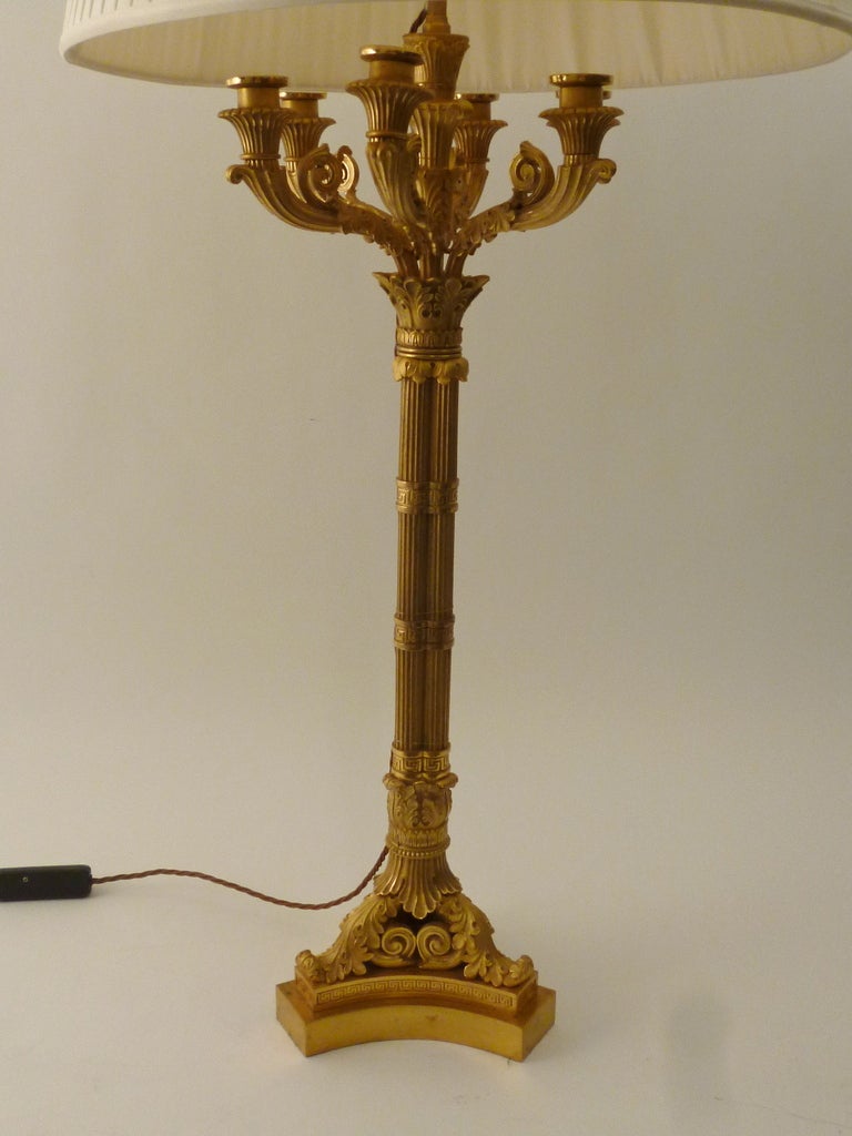 19th Century Pair French Charles X Style Gilt Bronze Seven Light Candelabra 19thC