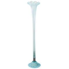 Large English Victorian Opalescent Glass Lily Vase, circa 1880