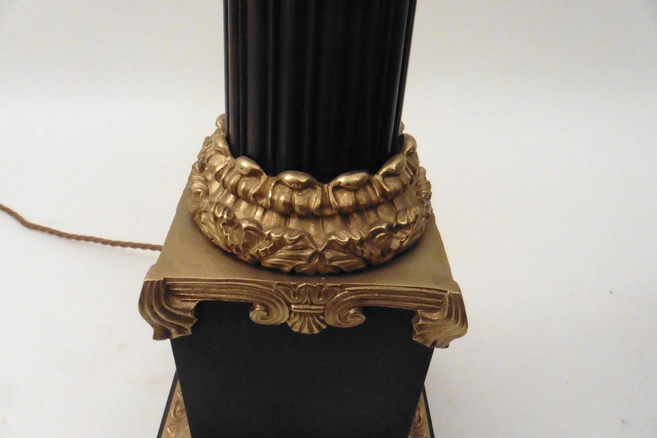 Pair of French Napoleon III Style, Bronze and Ormolu Reeded Lamps, circa 1930 In Good Condition In London, GB