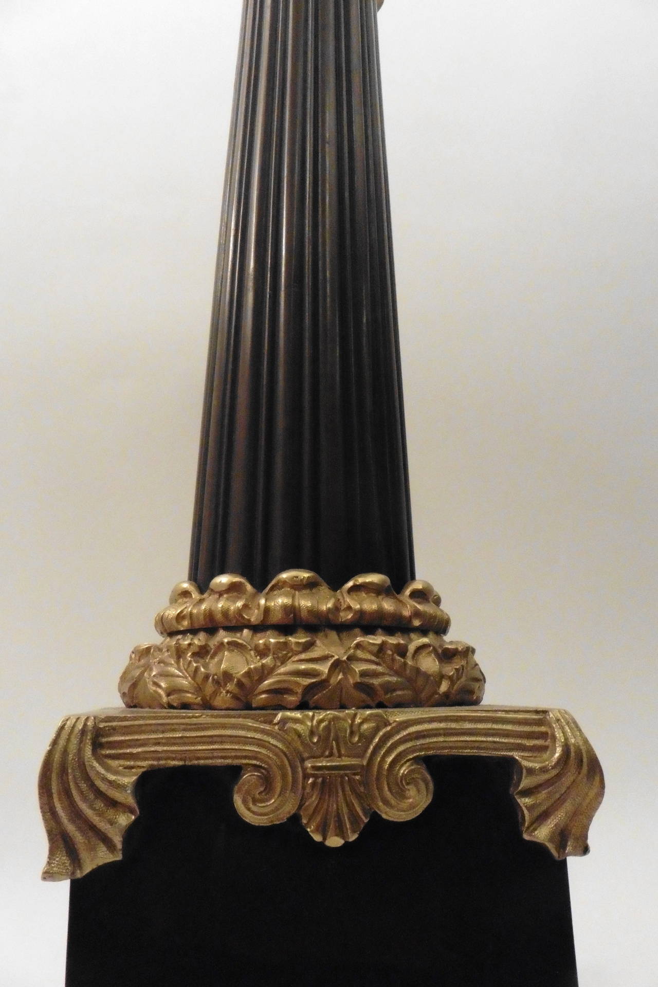 Mid-20th Century Pair of French Napoleon III Style, Bronze and Ormolu Reeded Lamps, circa 1930