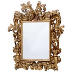 Florentine Richly Carved Giltwood Framed Mirror C.1750