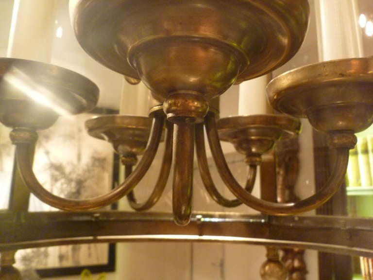 French Bronze Neo-classical Lantern With Five Branch Light Fitting C.1900 In Good Condition For Sale In London, GB