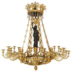 Magnificent Russian Gilt and Patinated Bronze Twenty-Four-Light Chandelier