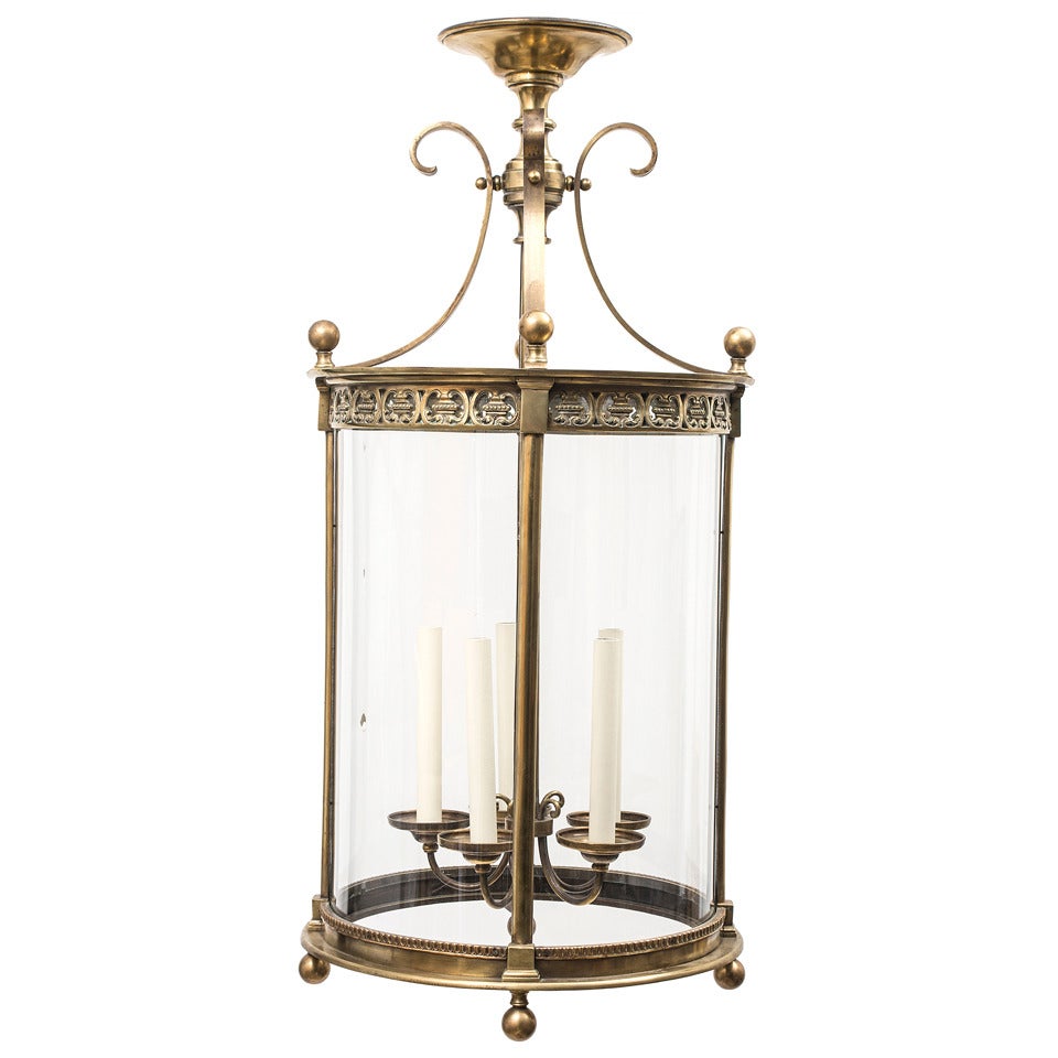 French Bronze Neo-classical Lantern With Five Branch Light Fitting C.1900 For Sale