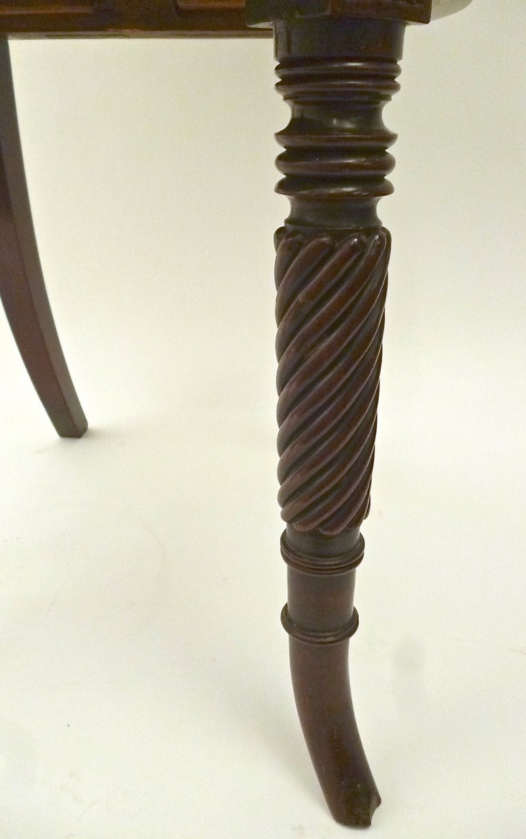 Pair Irish 19thC  Highly Carved Mahogany Hall Chairs with Shell Backs c1850 2