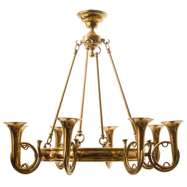 French Horn Chandelier C1960 At 1stdibs, Chandelier In English From French