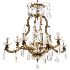 Superb French Bagues Eight Light Cut Glass Chandelier c.1900