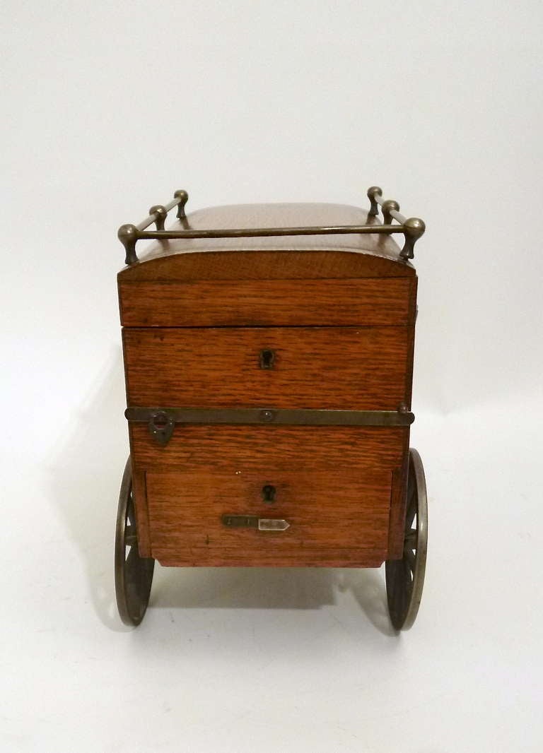Victorian Oak Novelty Delivery Van Smoker's Cabinet dated 1897 1