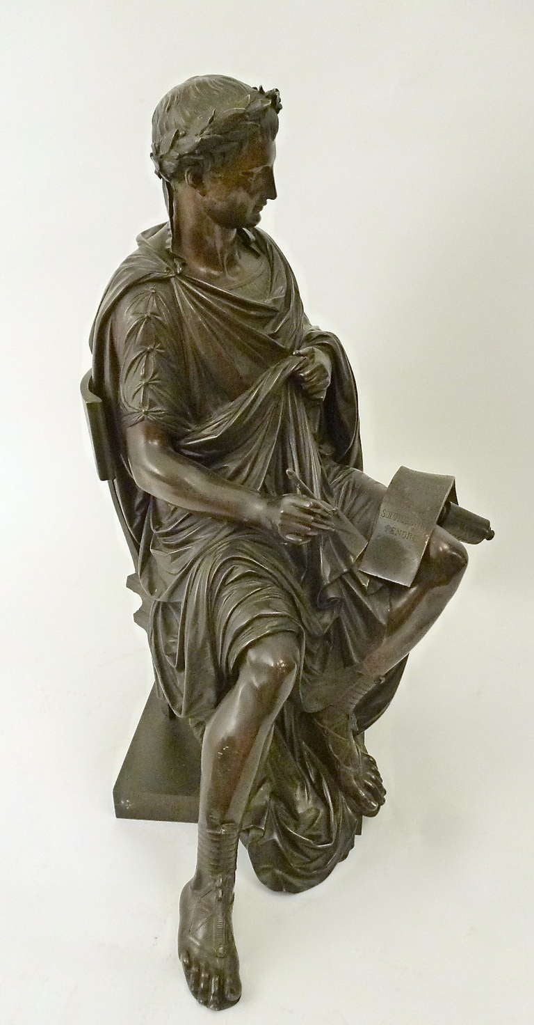 Bronze Statue en bronze du poète Horace:: estampillée 