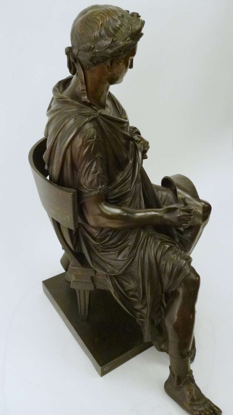 Statue en bronze du poète Horace:: estampillée 