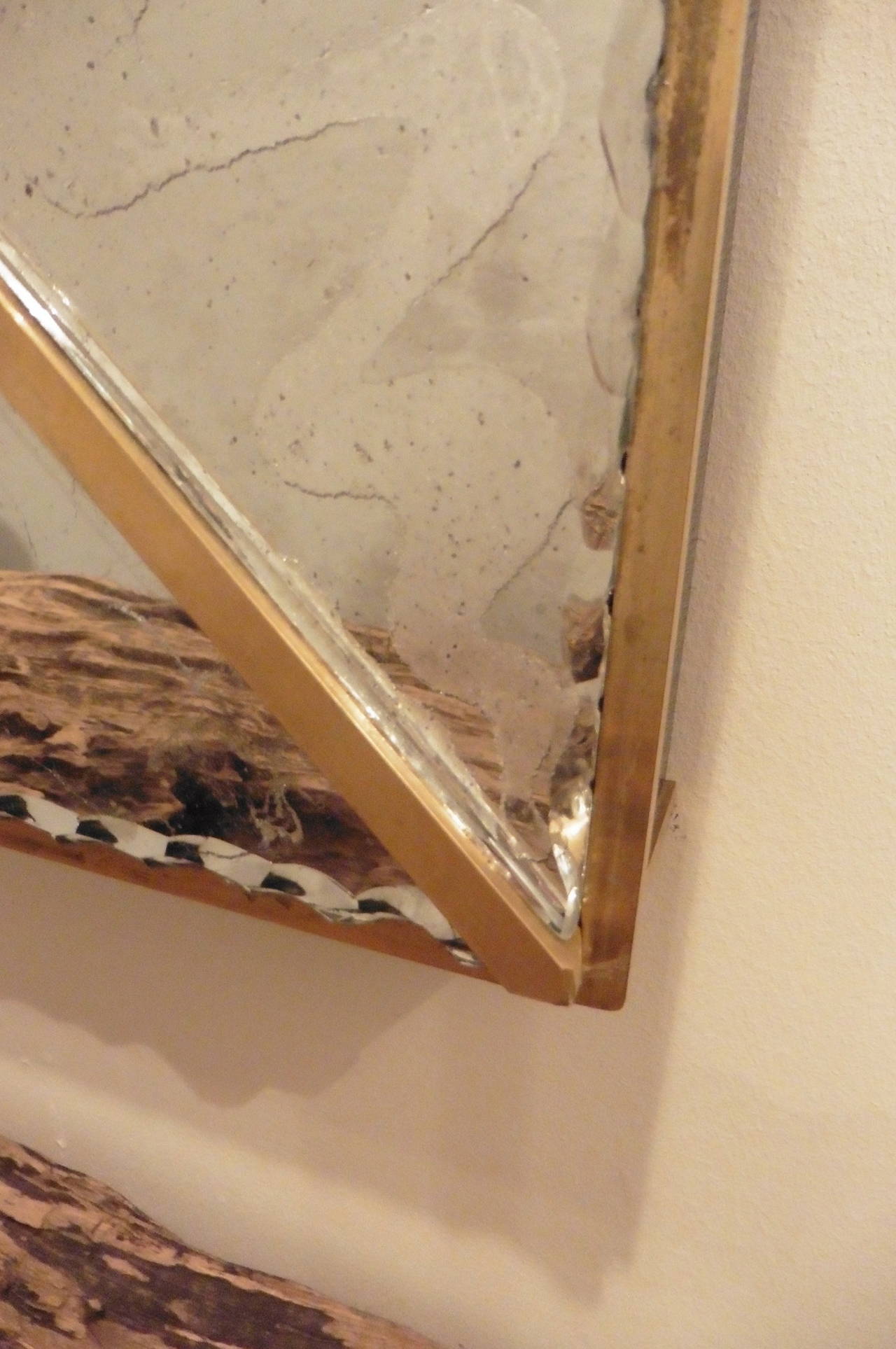 Italian 1970s Murano Mirror with Brass-Mounted Jagged Mirrored Frame