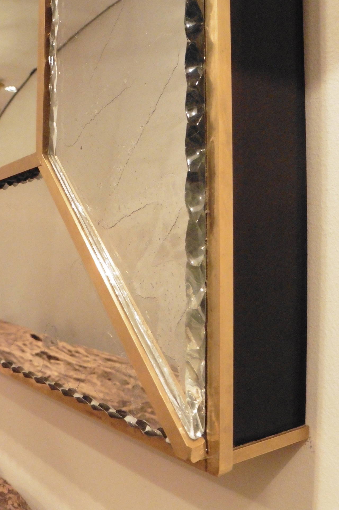Late 20th Century 1970s Murano Mirror with Brass-Mounted Jagged Mirrored Frame