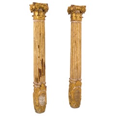 Pair Spanish Giltwood Church Columns