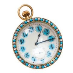 Large Glass Ball Clock with Turquoise Surround