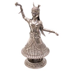 Antique Indian Silver 'Dancing Girl' Rosewater Sprinkler