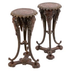 Pair "Orientalist" Bronze Elephant Themed Tables