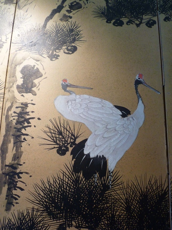 Gold Ground Six Panel Japanese Paper Screen 1