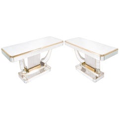 Pair of freestanding Italian mirrored console tables